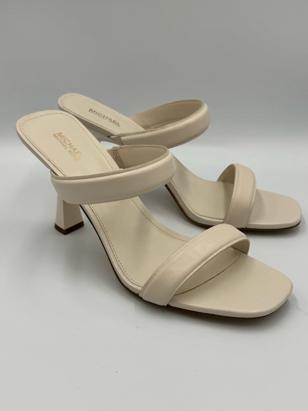 Michael Kors Strappy Slide Heels Nude Minimal Sandals Womens 9.5 M